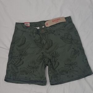 Levi's Classic Chino Olive Tropical Print Boyfriend Shorts